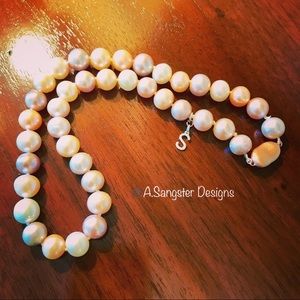 Multi-Colored Cultured Pearls + Diamond “S”